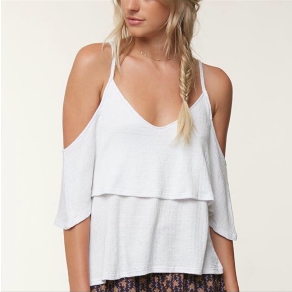 O’NEILl Cold Shoulder Short Sleeve Layered Top